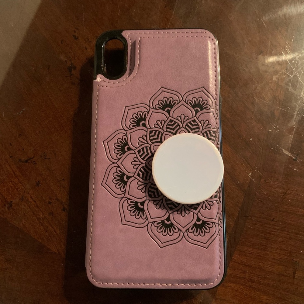 Purple flower wallet iPhone XS Max case